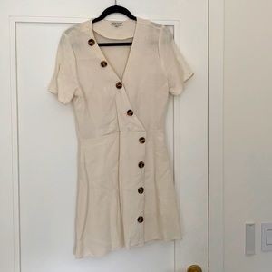 Moon River White Asymmetrical Button Dress
